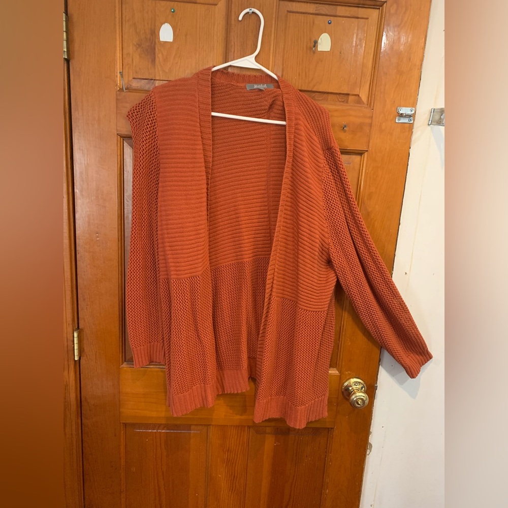 Women’s cardigan. Size 1X. Orange/rusty color.